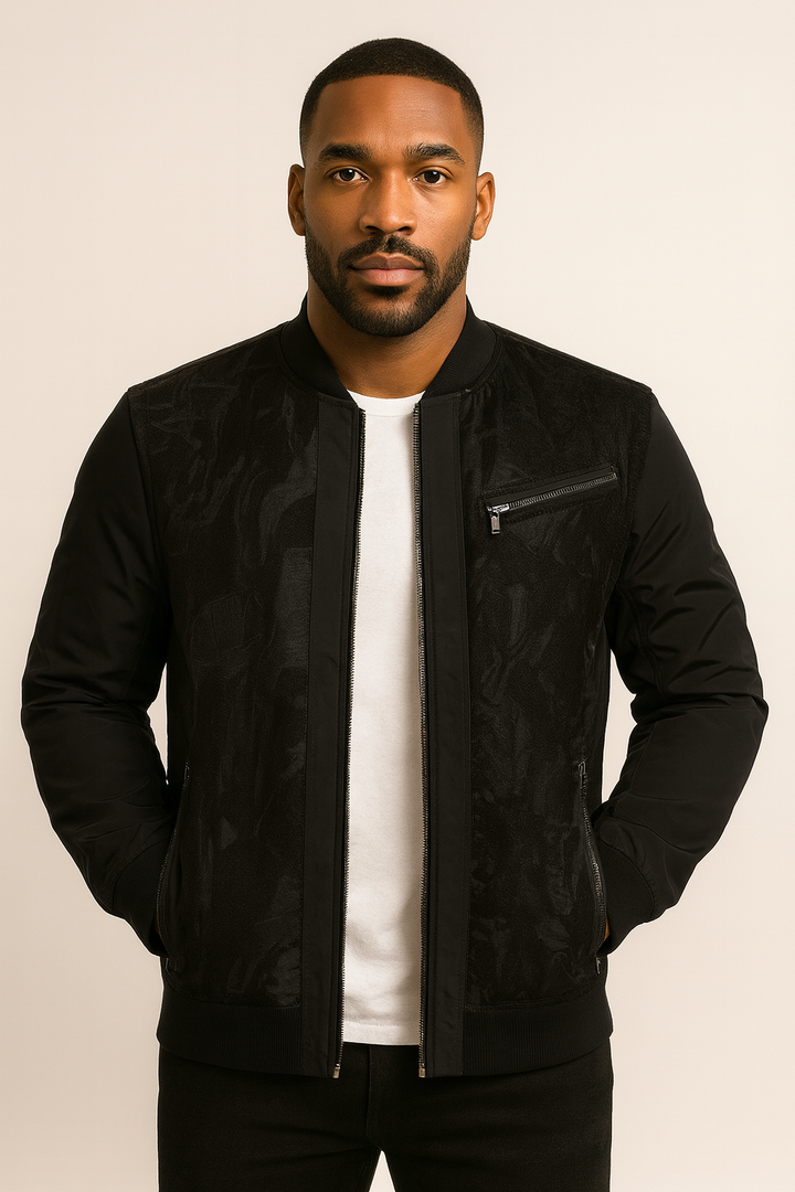 AT Johan - Black Woven Bomber Jacket