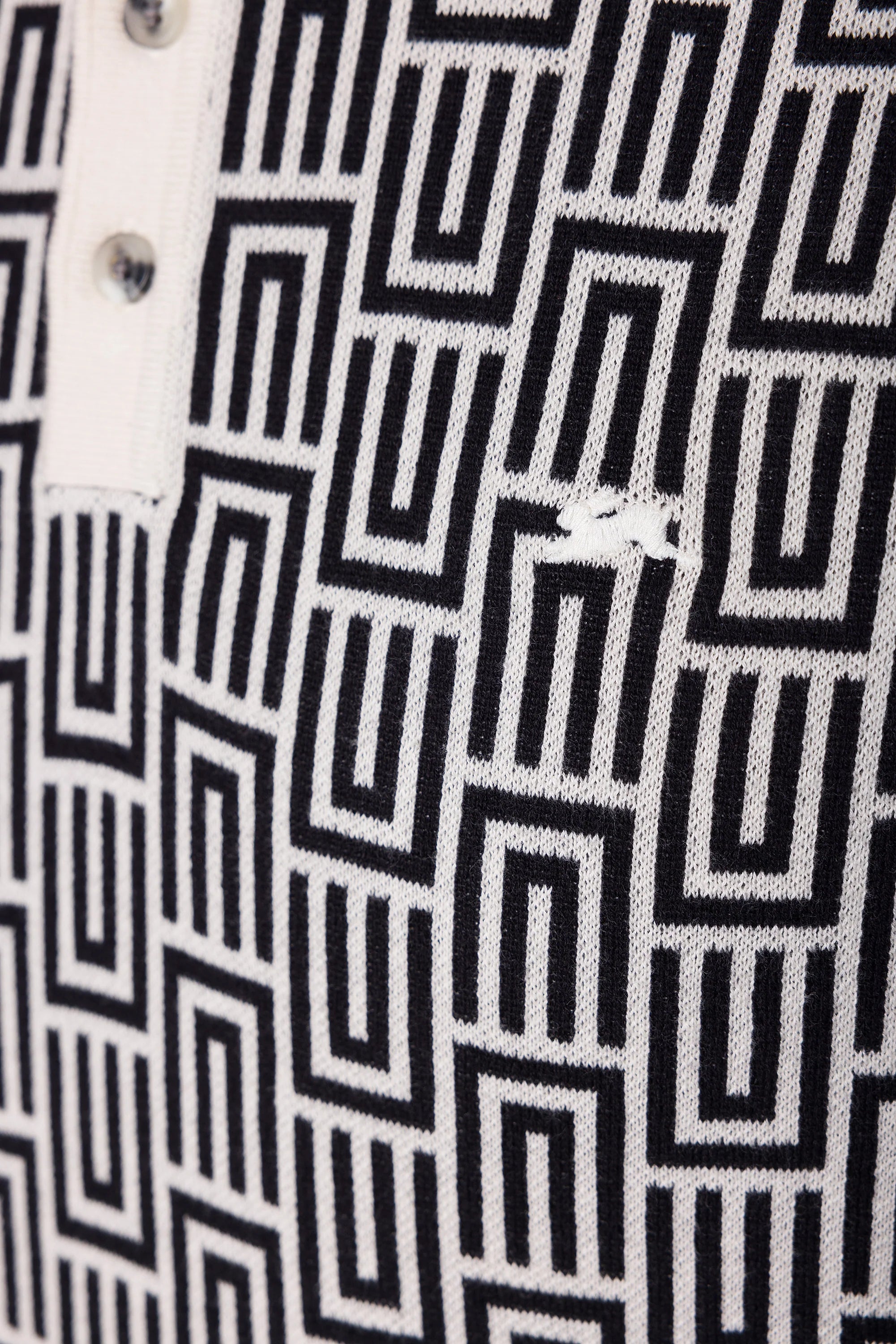 AT Bennett | Black & Cream Sweater Knit Polo