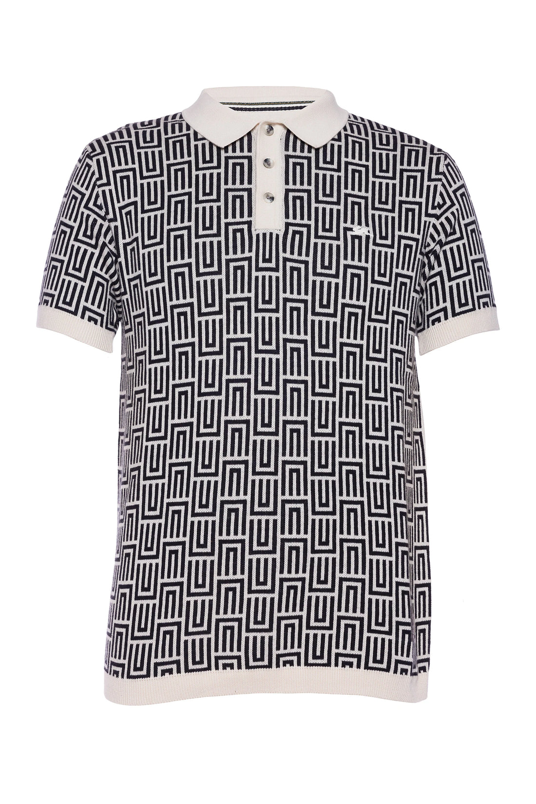 AT Bennett | Black & Cream Sweater Knit Polo