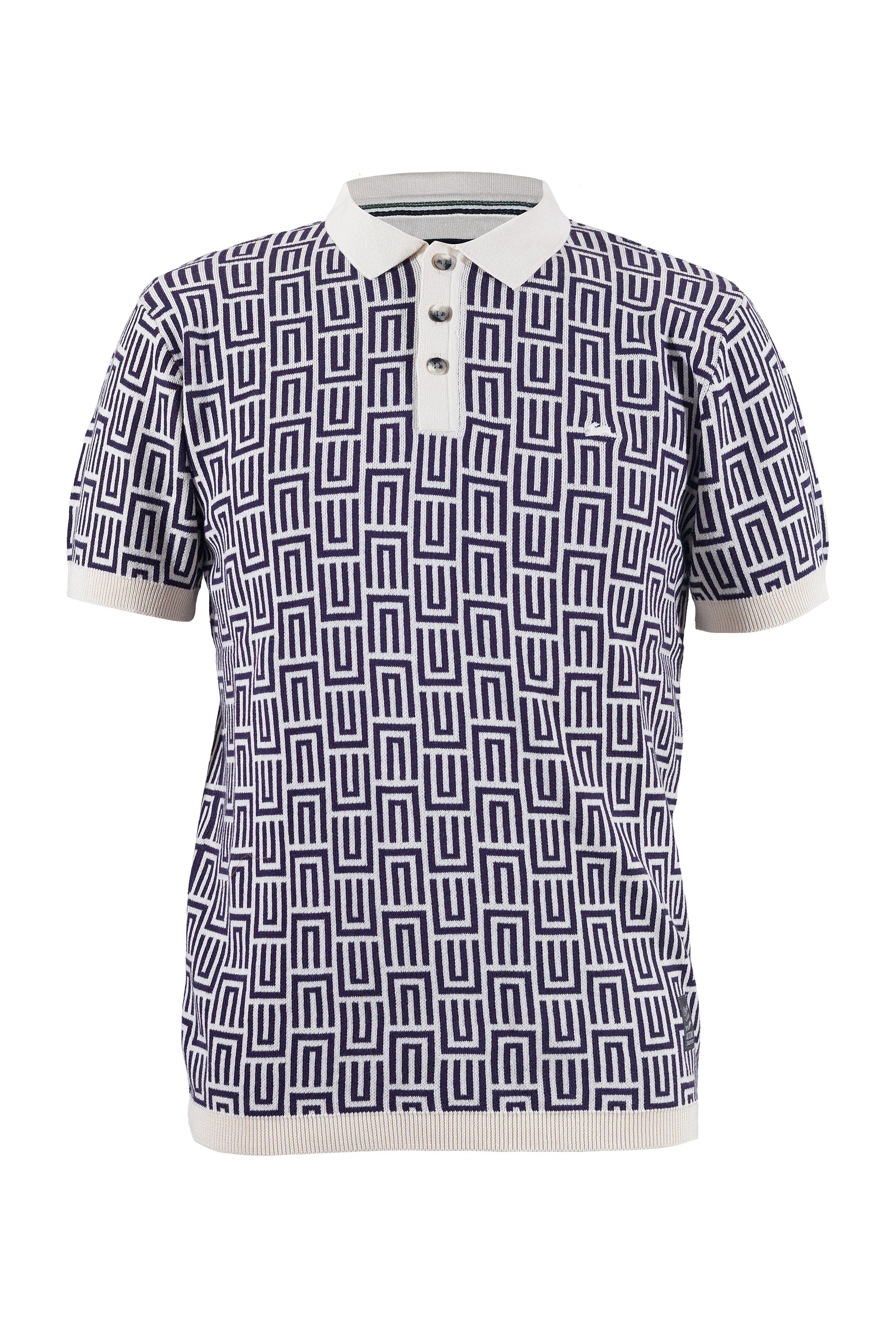 AT Bennett | Plum (Purple) & Cream Sweater Knit Polo