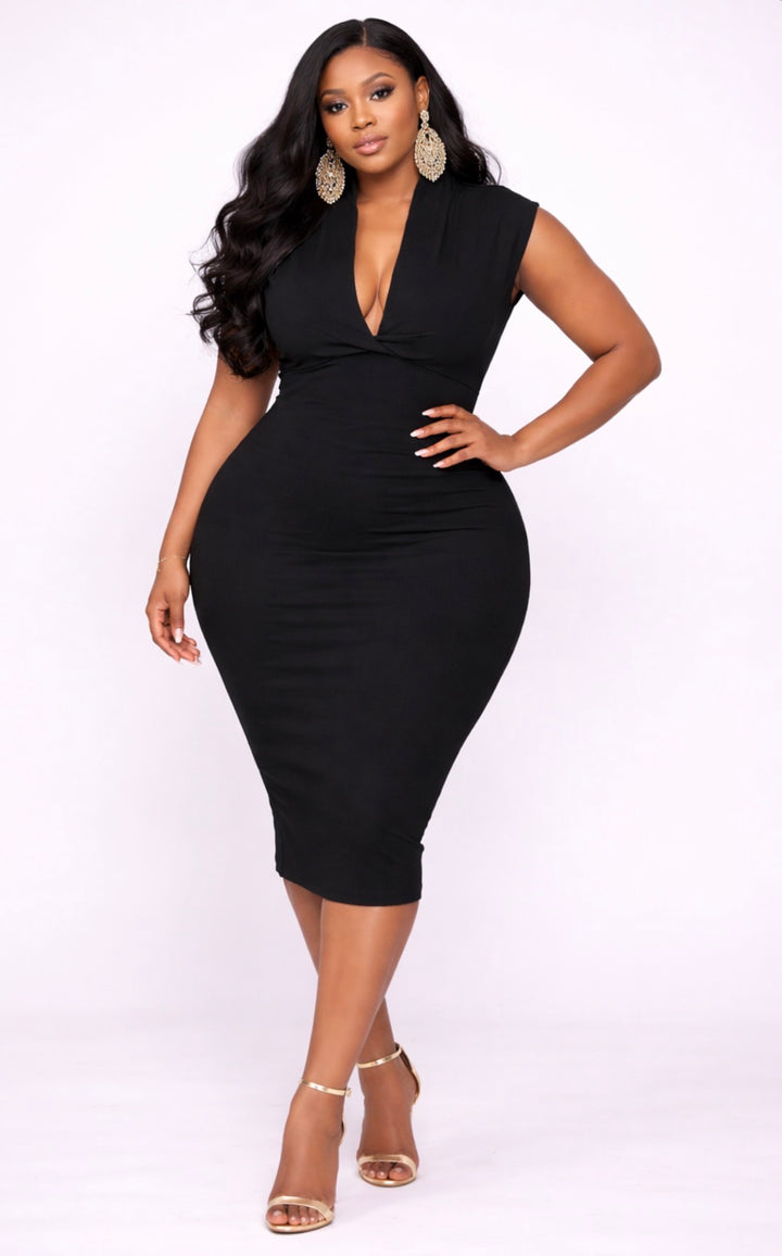 Black Is My Color Bandage Midi Dress