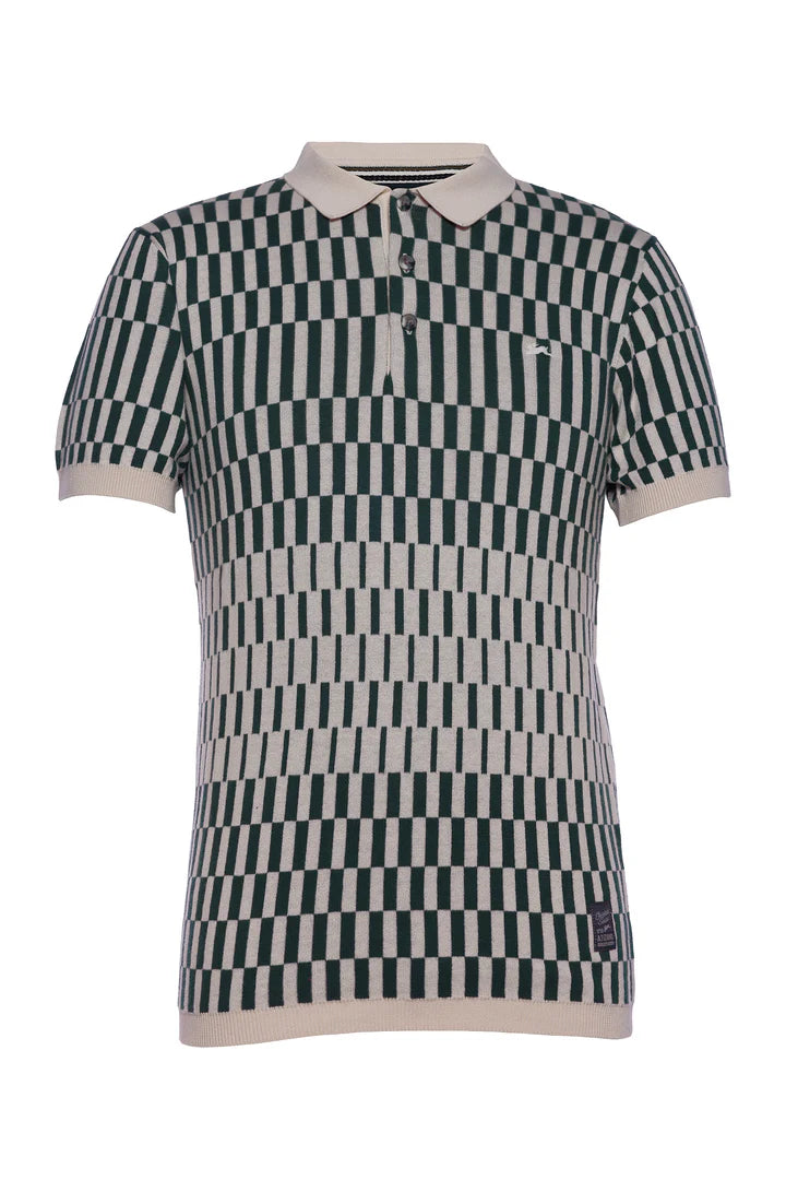 AT Santino - Forest Green and Cream (Jacquard Knit Polo)